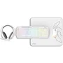 Krom Pack Gaming Kenta - Kit 4 en 1 RGB con Teclado de Membrana Anti-Ghosting, Ratón 7200 DPI, Auriculares 50 mm y Alfombrilla Grande Blanco